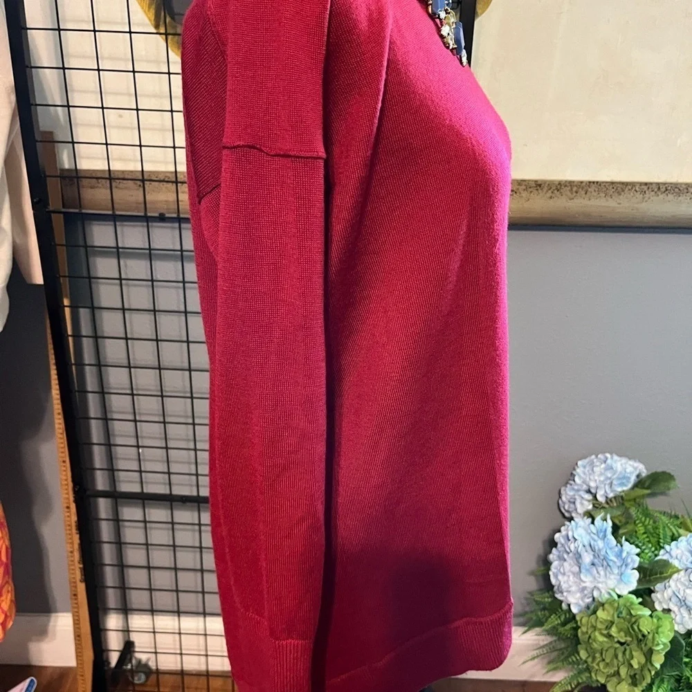 J. Crew Red Crew Neck Sweater Merino wool blend